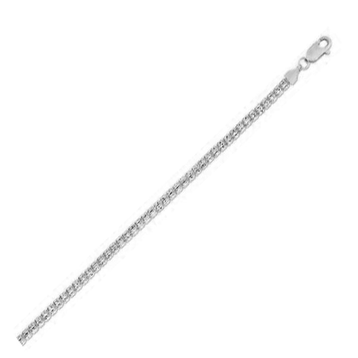 Pulsera de cadena Ice Barrel en oro blanco de 14 k (3,14 mm)