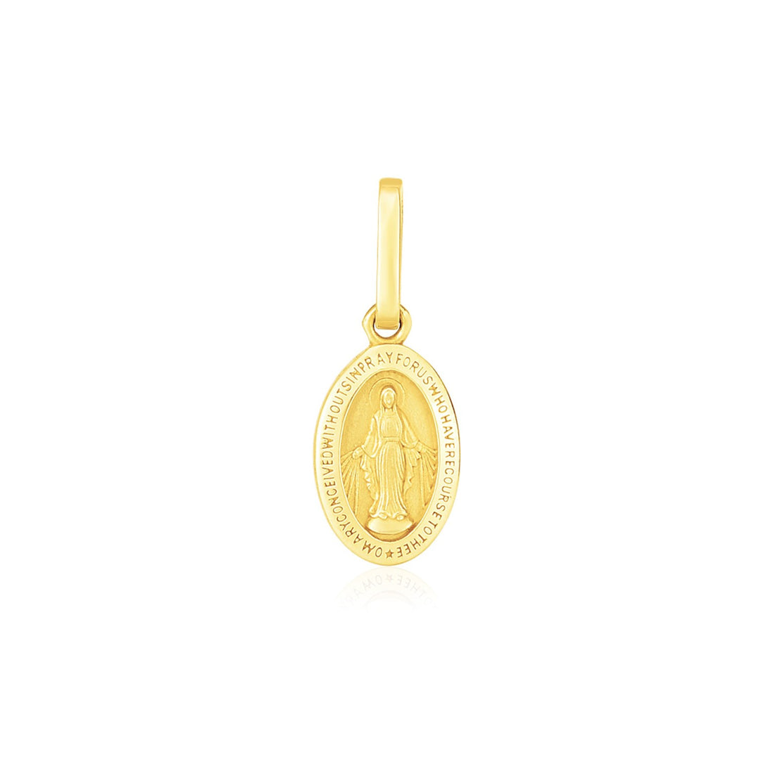 Colgante con medalla religiosa ovalada en oro amarillo de 14 k