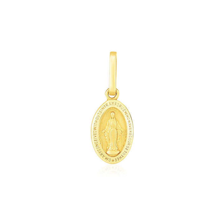 Colgante con medalla religiosa ovalada en oro amarillo de 14 k