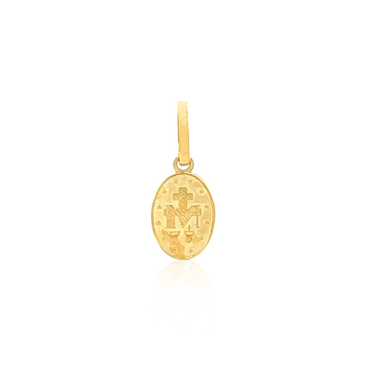 Colgante con medalla religiosa ovalada en oro amarillo de 14 k