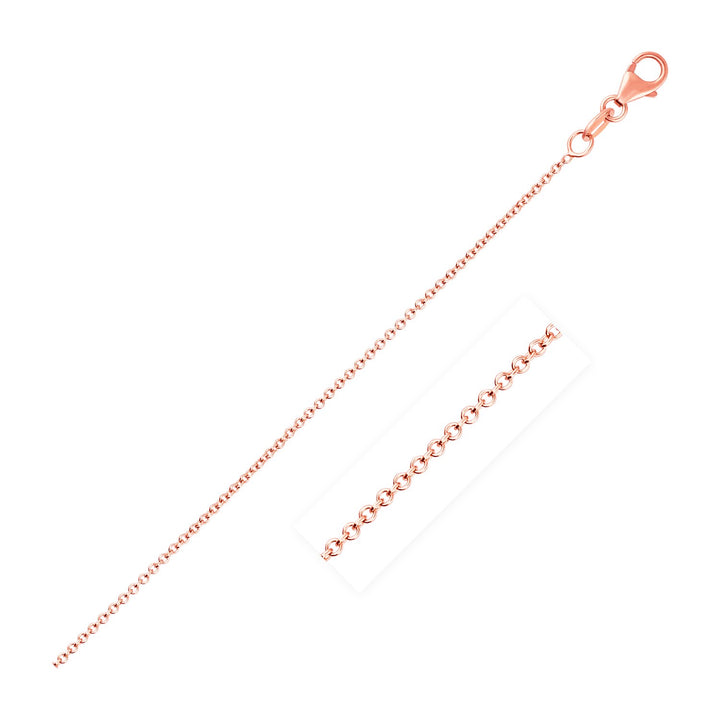 Cadena de eslabones tipo cable redondos de oro rosa de 14 k (1,1 mm)
