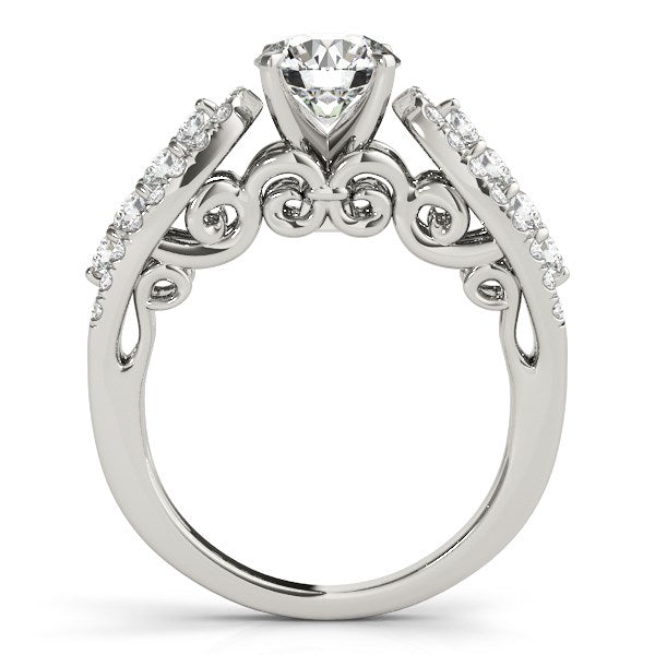Anillo de compromiso de oro blanco de 14 k con diamantes redondos de varias filas (1 1/2 ct)