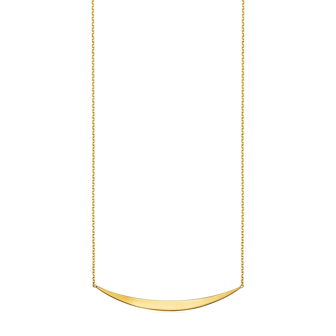 Collar de oro amarillo de 14 k con colgante de barra curva pulida