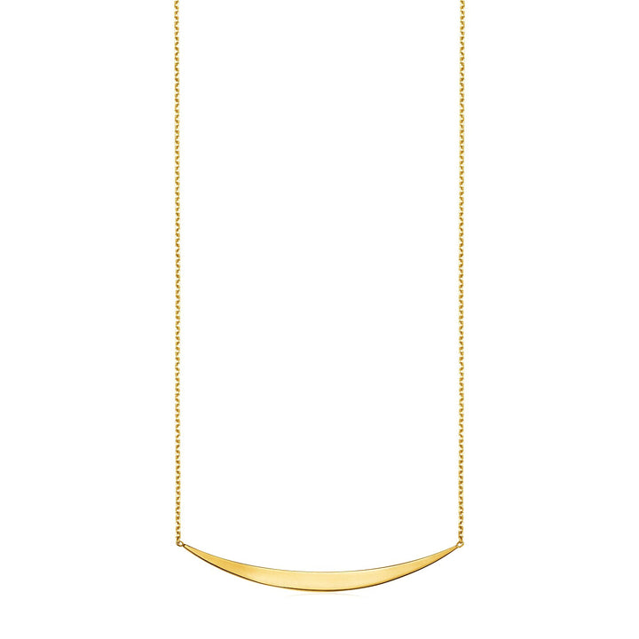 14k Yellow Gold Necklace with Polished Curved Bar Pendant