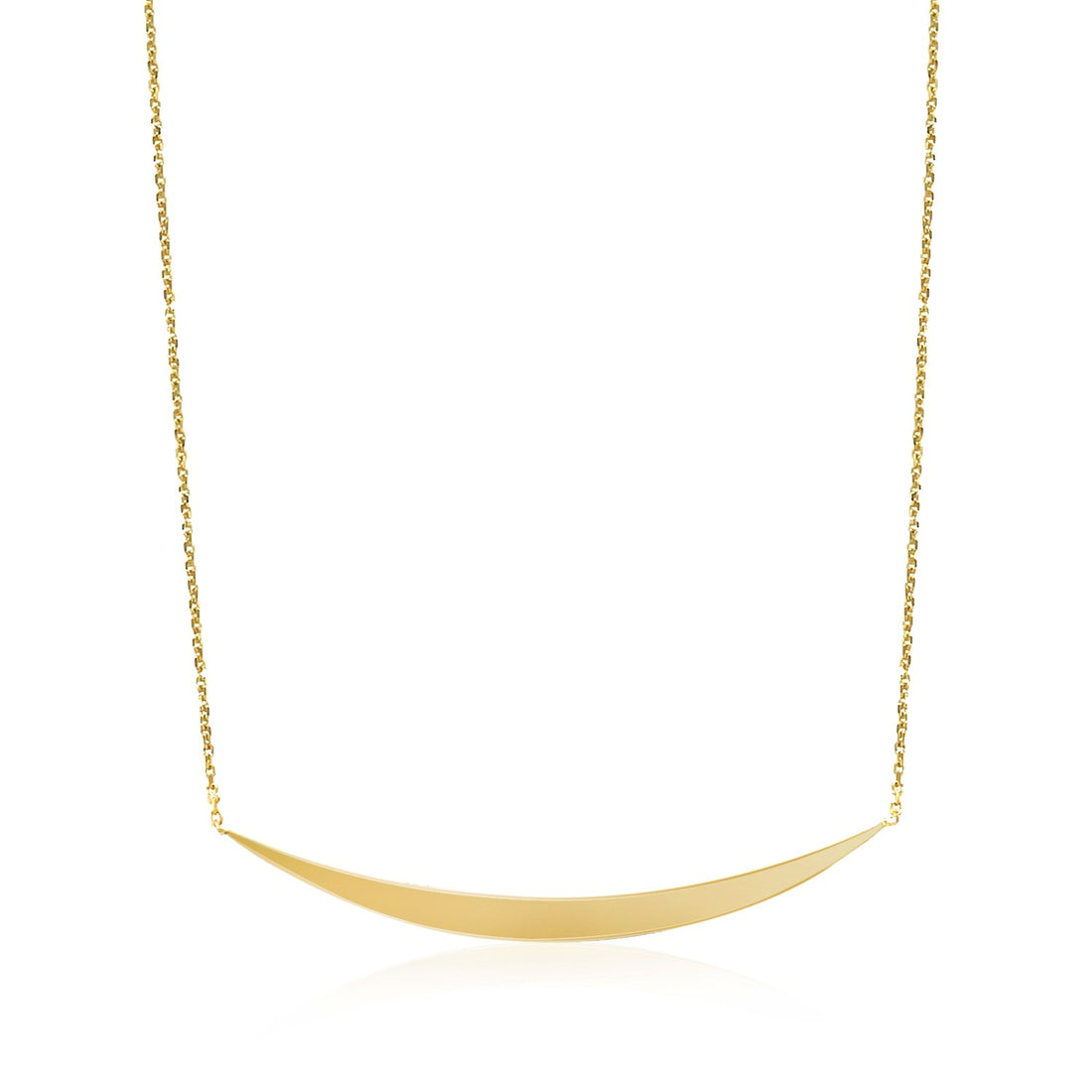 Collar de oro amarillo de 14 k con colgante de barra curva pulida