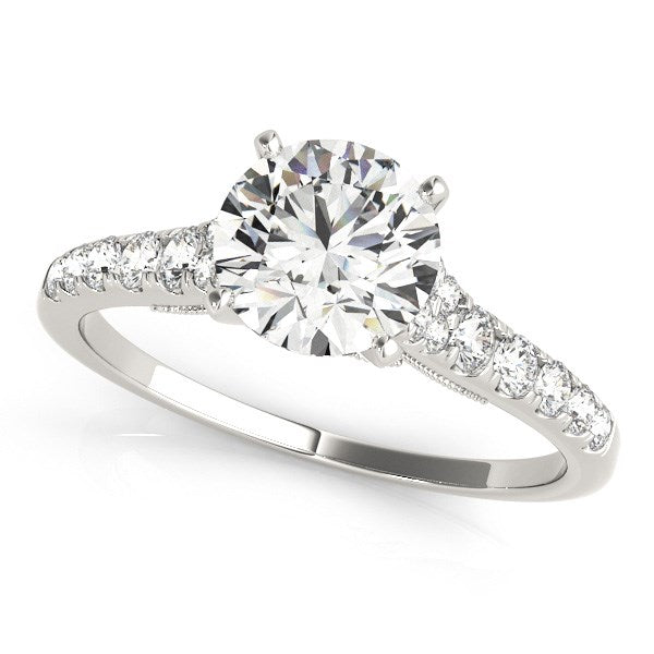 Anillo de compromiso de diamantes en oro blanco de 14 k con una sola fila (1 3/4 ct)