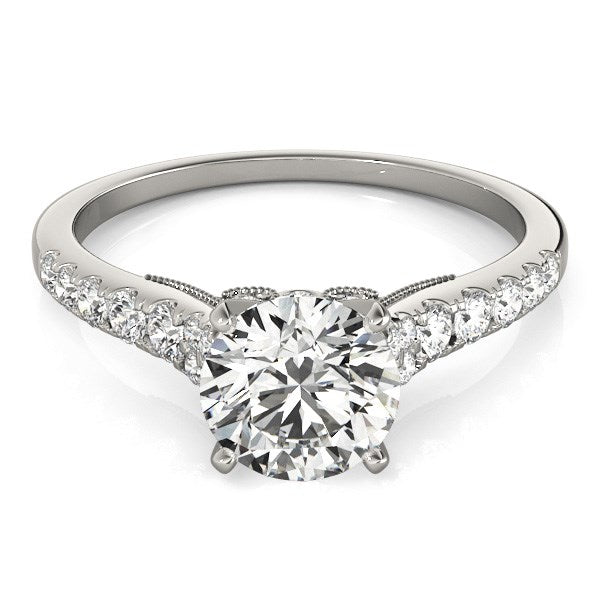 Anillo de compromiso de diamantes en oro blanco de 14 k con una sola fila (1 3/4 ct)