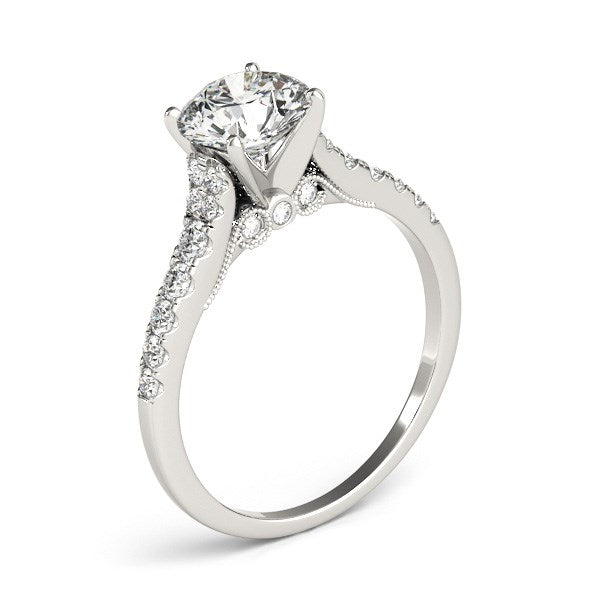 Anillo de compromiso de diamantes en oro blanco de 14 k con una sola fila (1 3/4 ct)