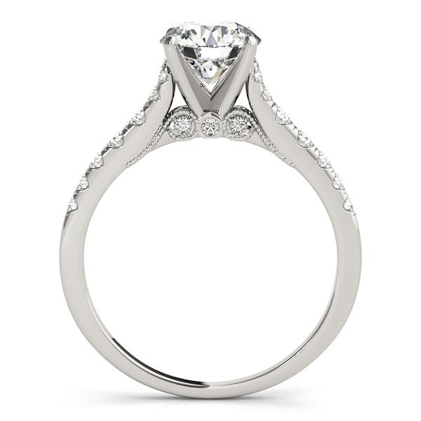 Anillo de compromiso de diamantes en oro blanco de 14 k con una sola fila (1 3/4 ct)