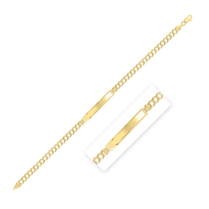 Pulsera de identificación con eslabones curvos de oro amarillo de 14 k (4,70 mm)