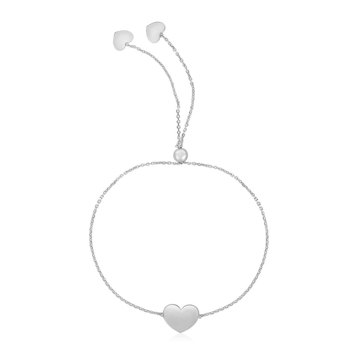 Pulsera ajustable de oro blanco de 14 k con forma de corazón (0,90 mm)