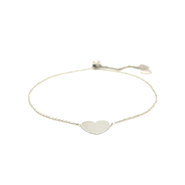 Pulsera ajustable de oro blanco de 14 k con forma de corazón (0,90 mm)
