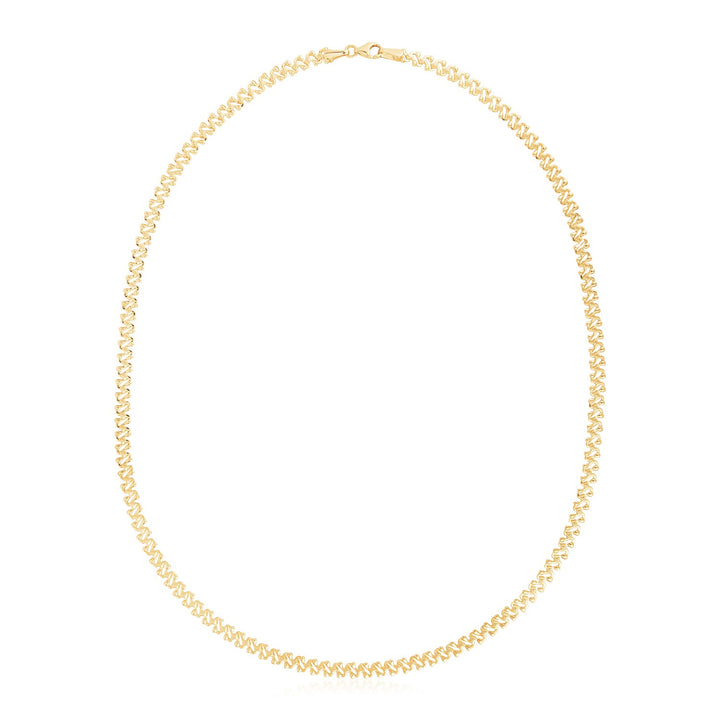 Collar de cadena texturizada de oro amarillo de 14 k muy pulido (4 mm)