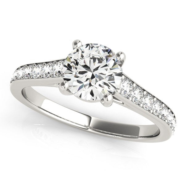 Anillo de compromiso de oro blanco de 14 k con diamantes de una sola fila graduados (1 1/3 ct)