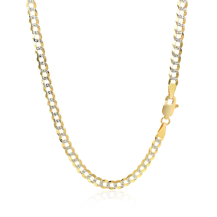 Cadena de eslabones con pavé de oro de dos tonos de 14 k (3,60 mm)